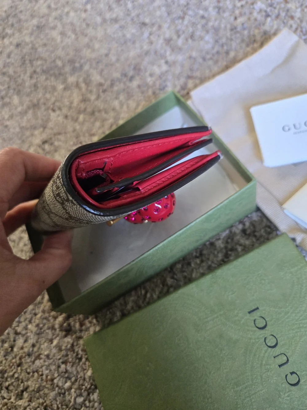 Gucci GG Supreme Wallet with Red Cherry Accent - Picture 6 of 9